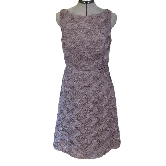 Adrianna Papell Lavender Formal‎ Dress Knee 8 Silk Blend  Purple Mesh Lined - Picture 1 of 10